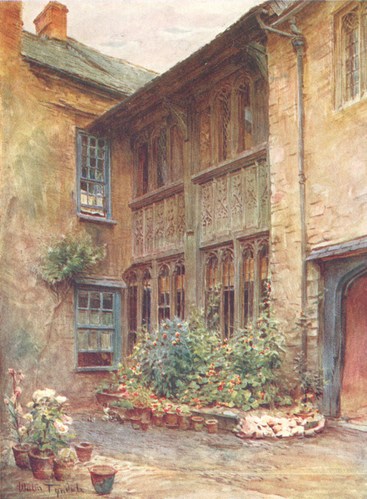 SOMT. Yard, Luttrell Arms, Dunster 1906 old antique vintage print picture